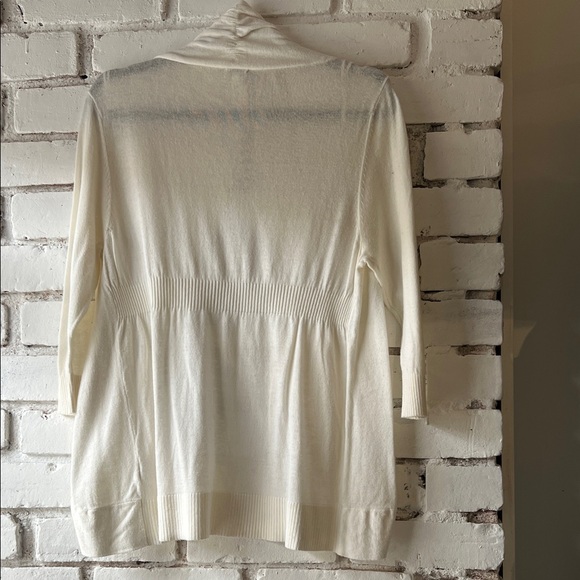 Lightweight Ivory Open-Front Cardigan 3/4 sleeve light knit - Picture 5 of 7